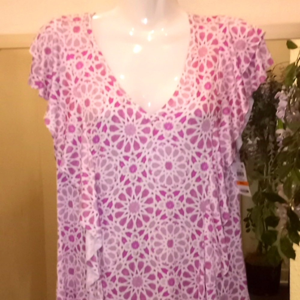 Thalia Sodi Iris Cream Print  Knit Top